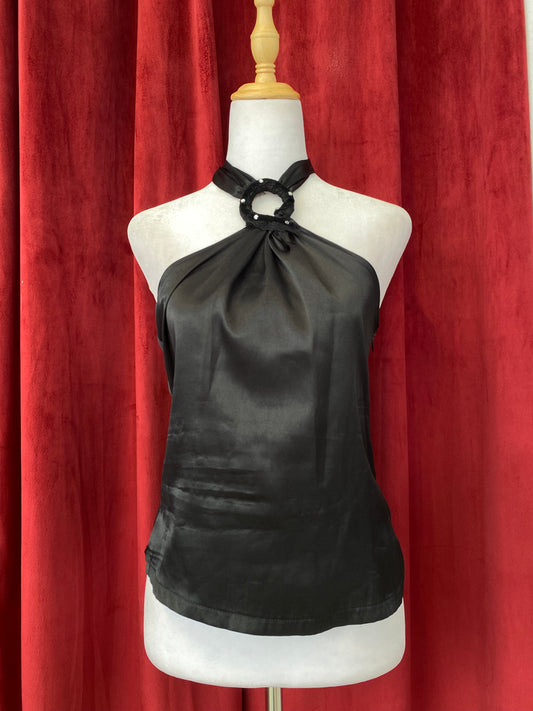 Satin summer halter top with rhinestonesš·ļø