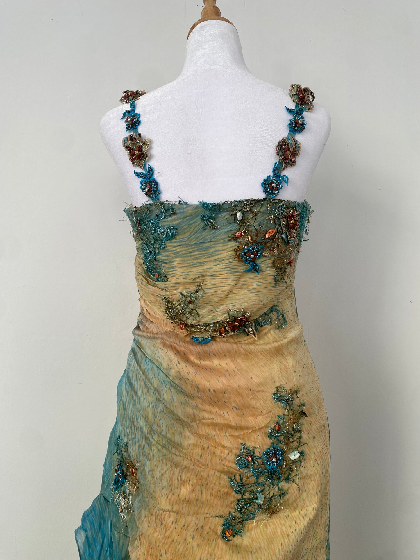 100% silk brand new fairy gown with all over handbeaded details