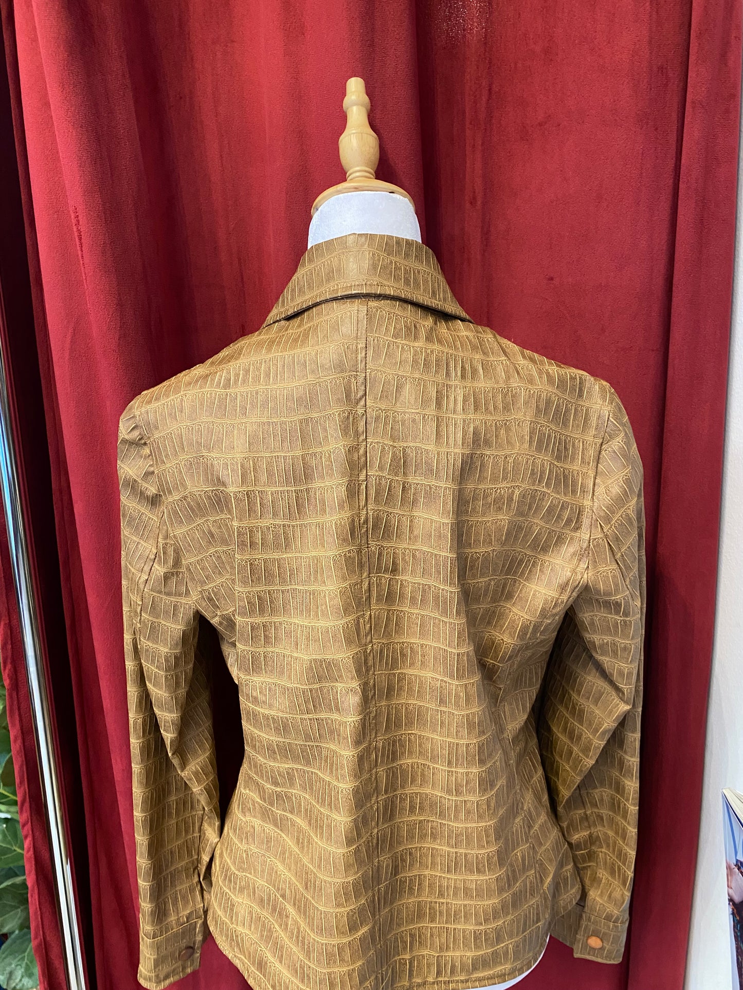 Vegan leather snake print brown jacket