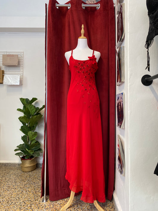 Brand new maxi dress with sequin and flower details