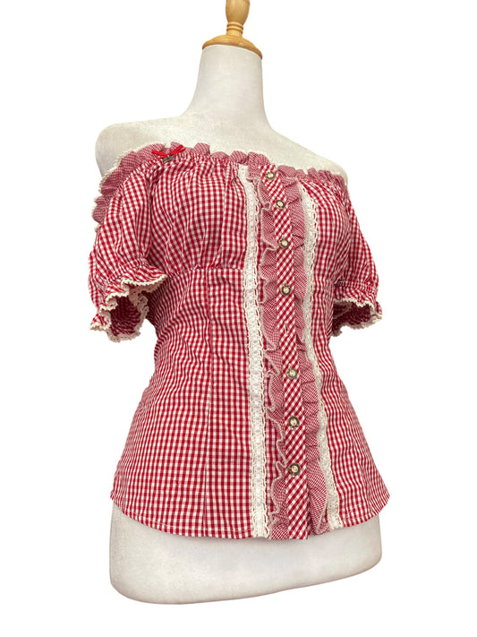 White and red cottage core top