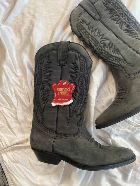 Suede brand new vintage black cowboy boots