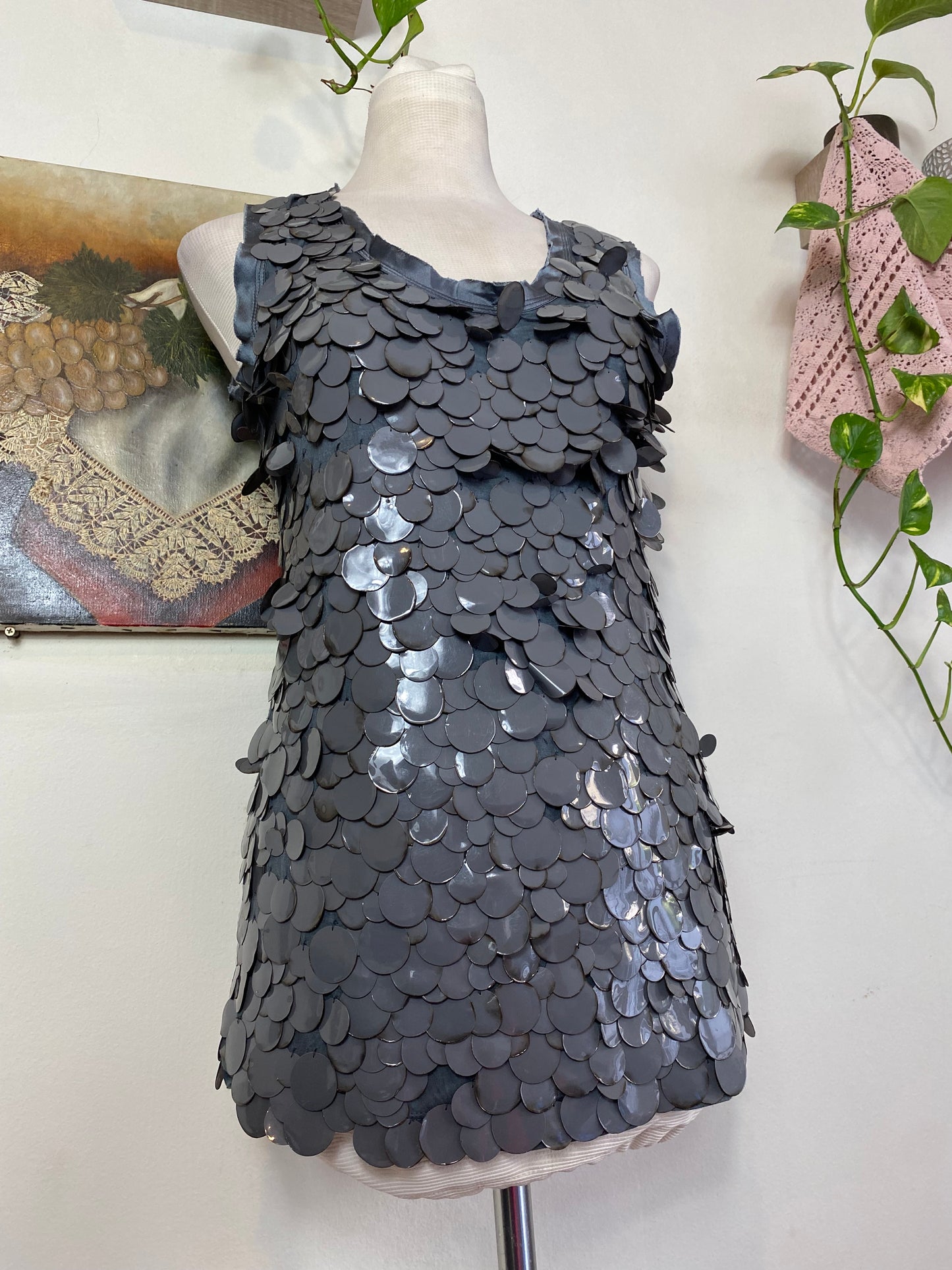 Blumarine grey sequin top