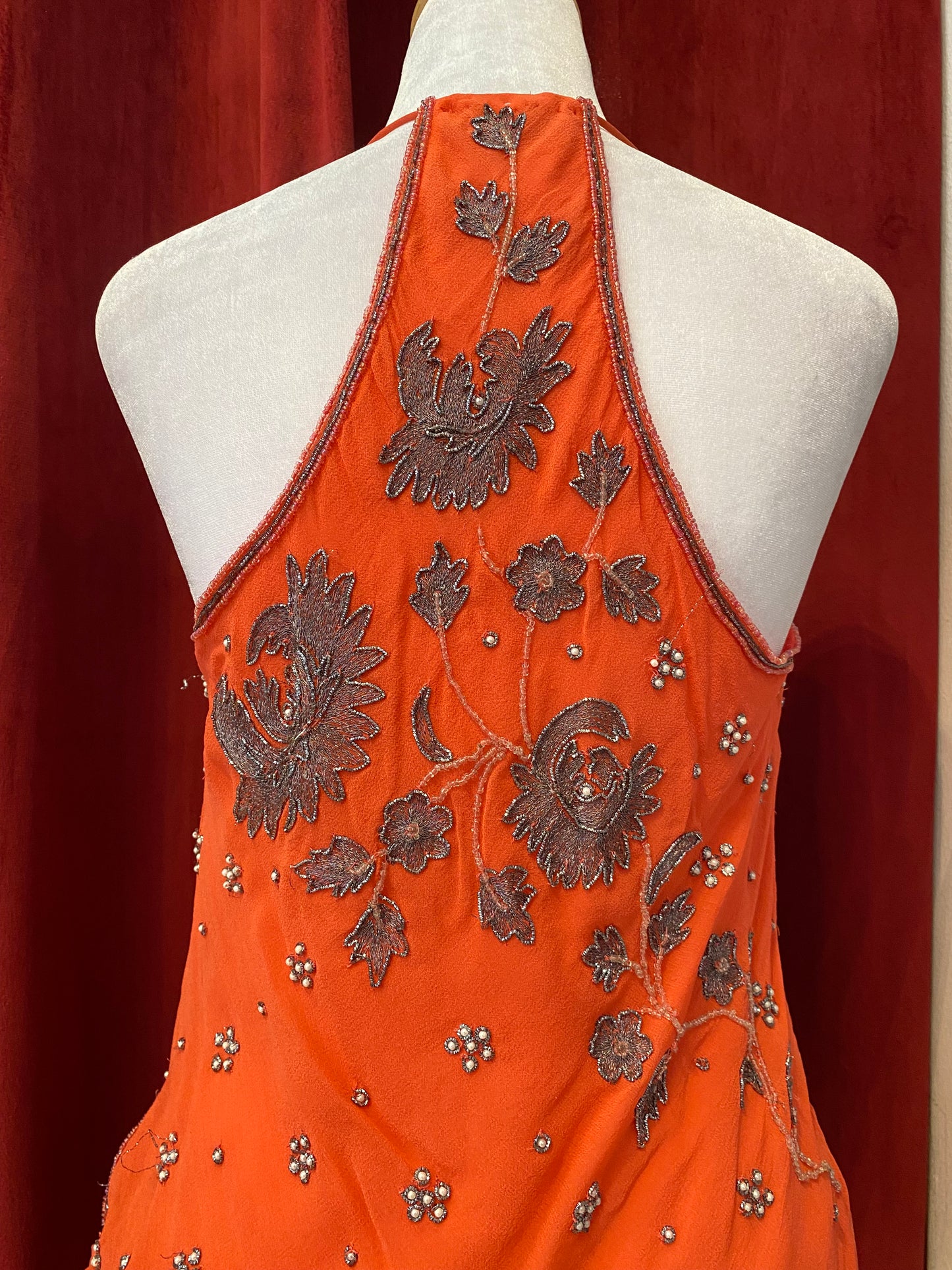 100% silk brand new aftershock orange handbeaded top 🍊