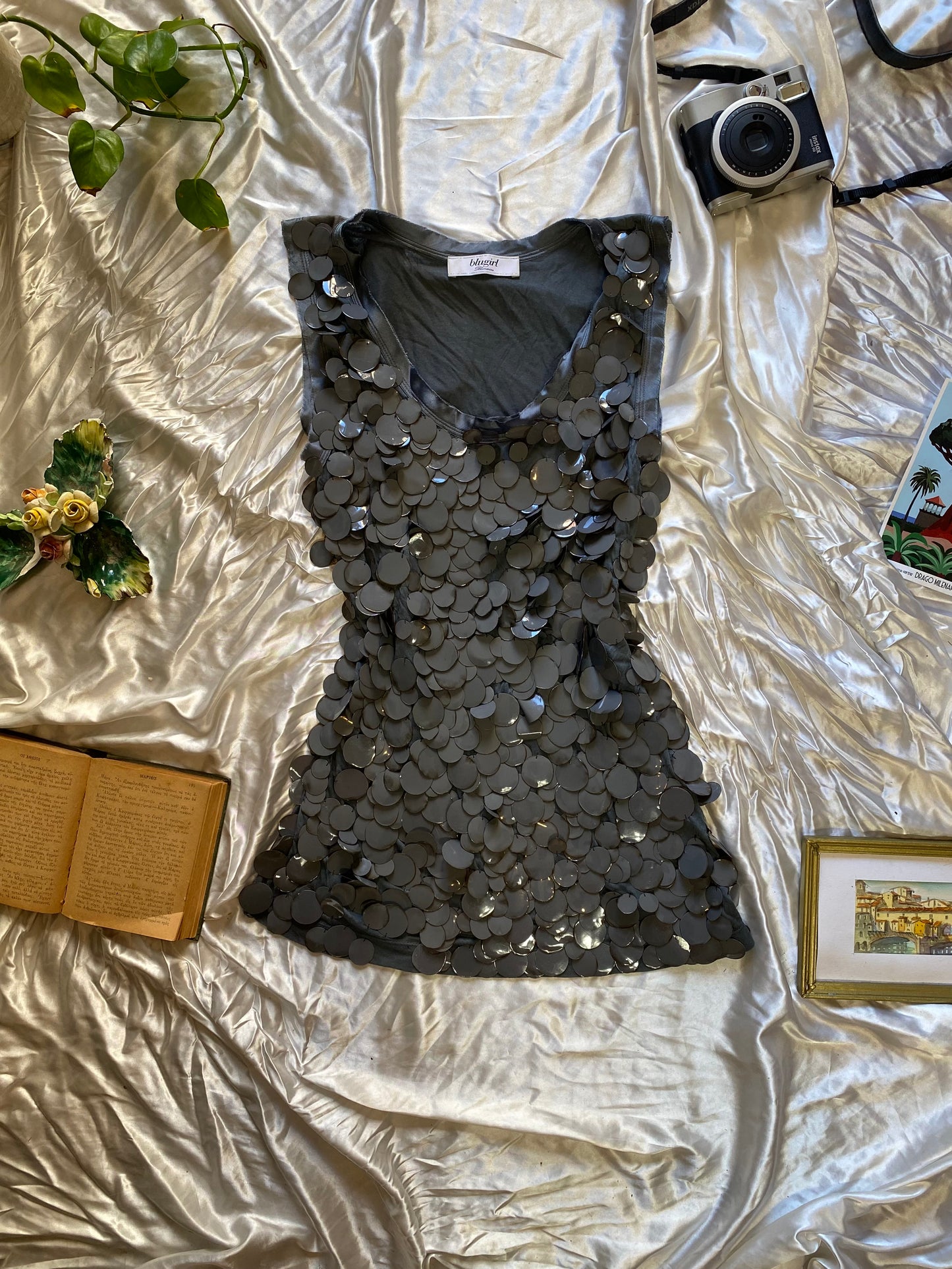 Blumarine grey sequin top