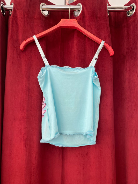 Baby blue graphic Y2K top