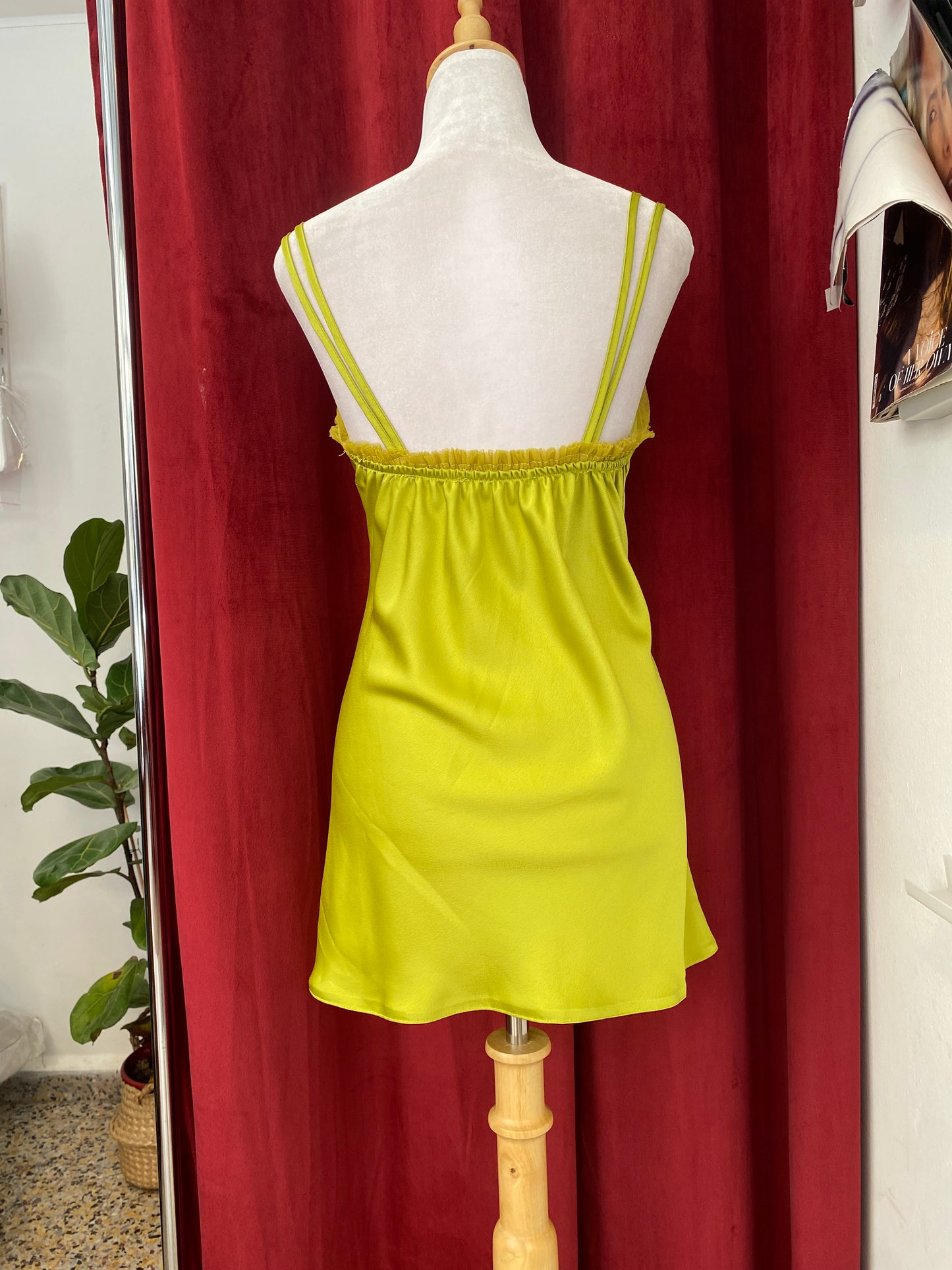Satin green top/ short dress