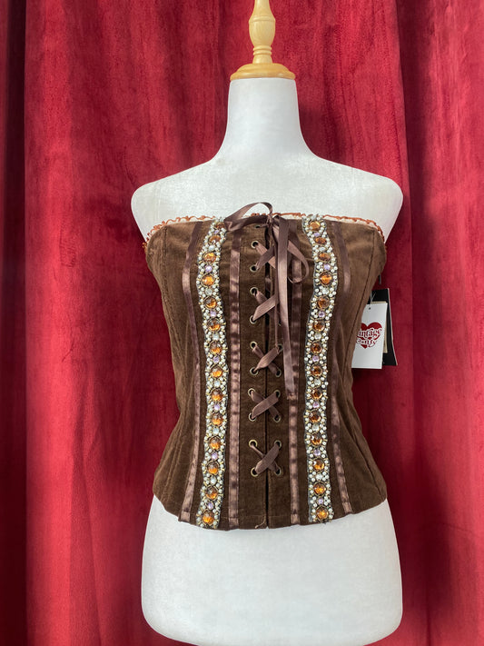 Brown velvet sequin corset š¤