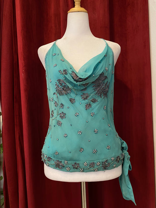 100% silk brand new aftershock blue summer top š