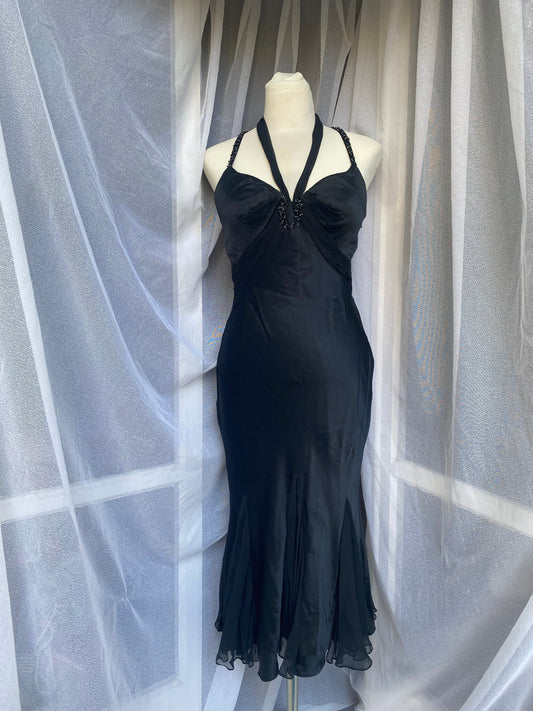 Black brand new silk elegant gown