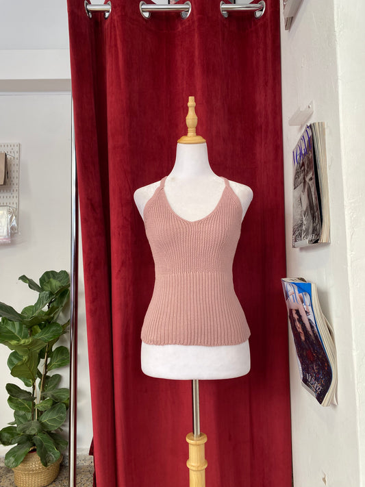 Pink crochet cami top