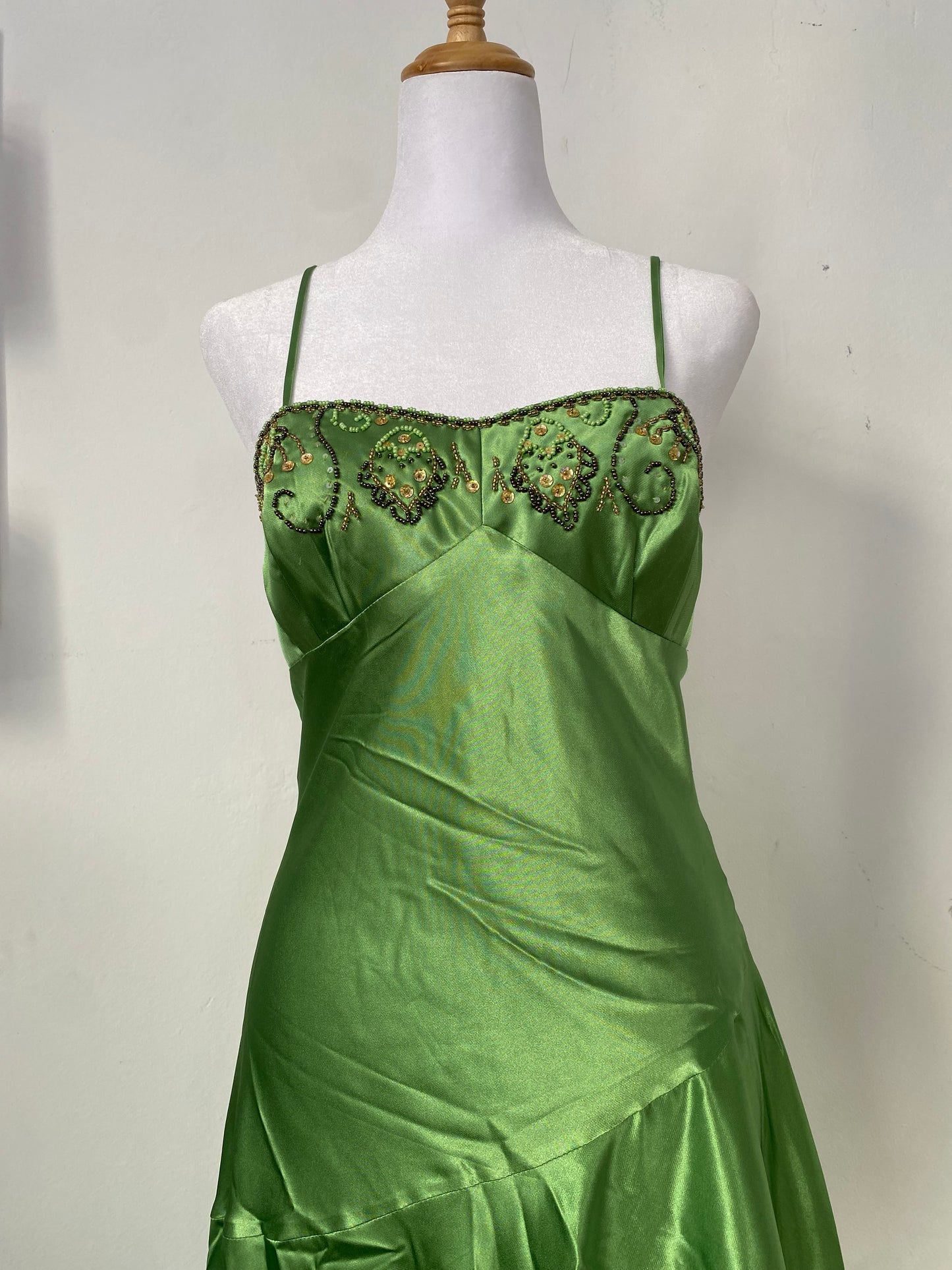 Brand new satin dress with sequin details