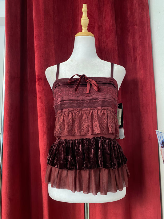 Burgundy velvet lace top š