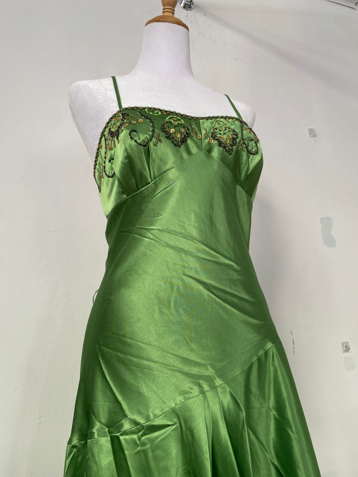 Brand new satin dress with sequin details