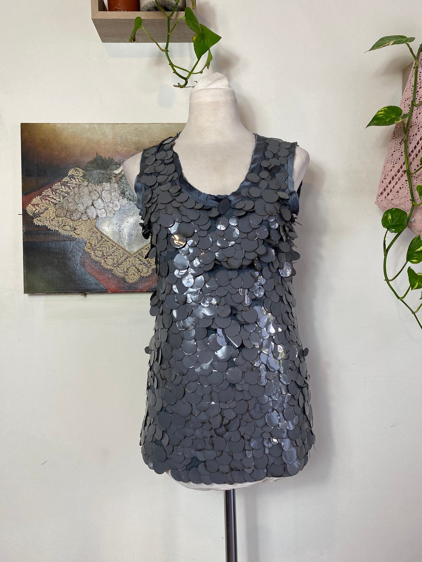 Blumarine grey sequin top