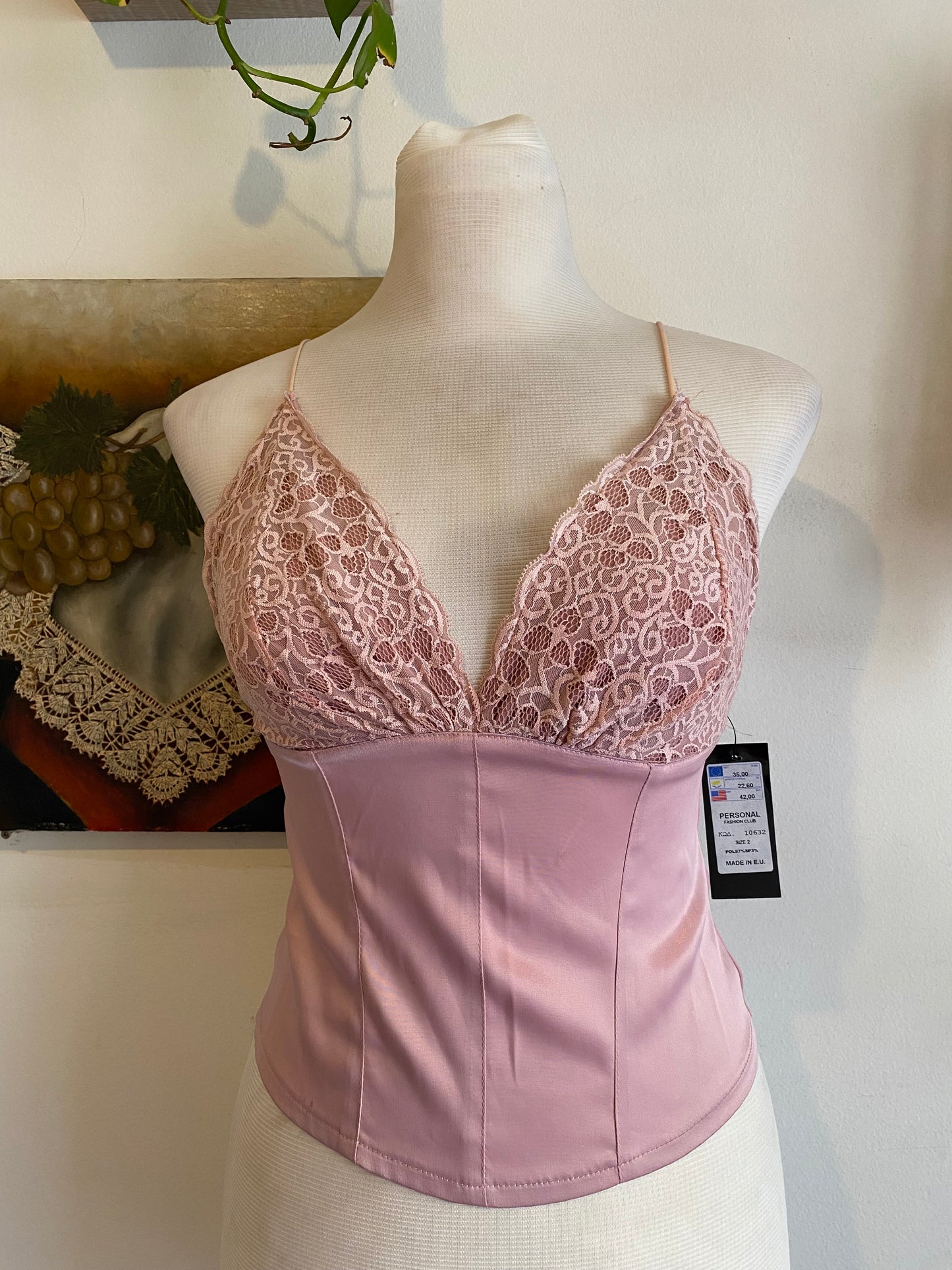 Brand new dusty pink corset top with lace details