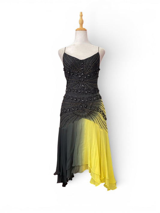 100% silk yve London handbeaded black gown š¤