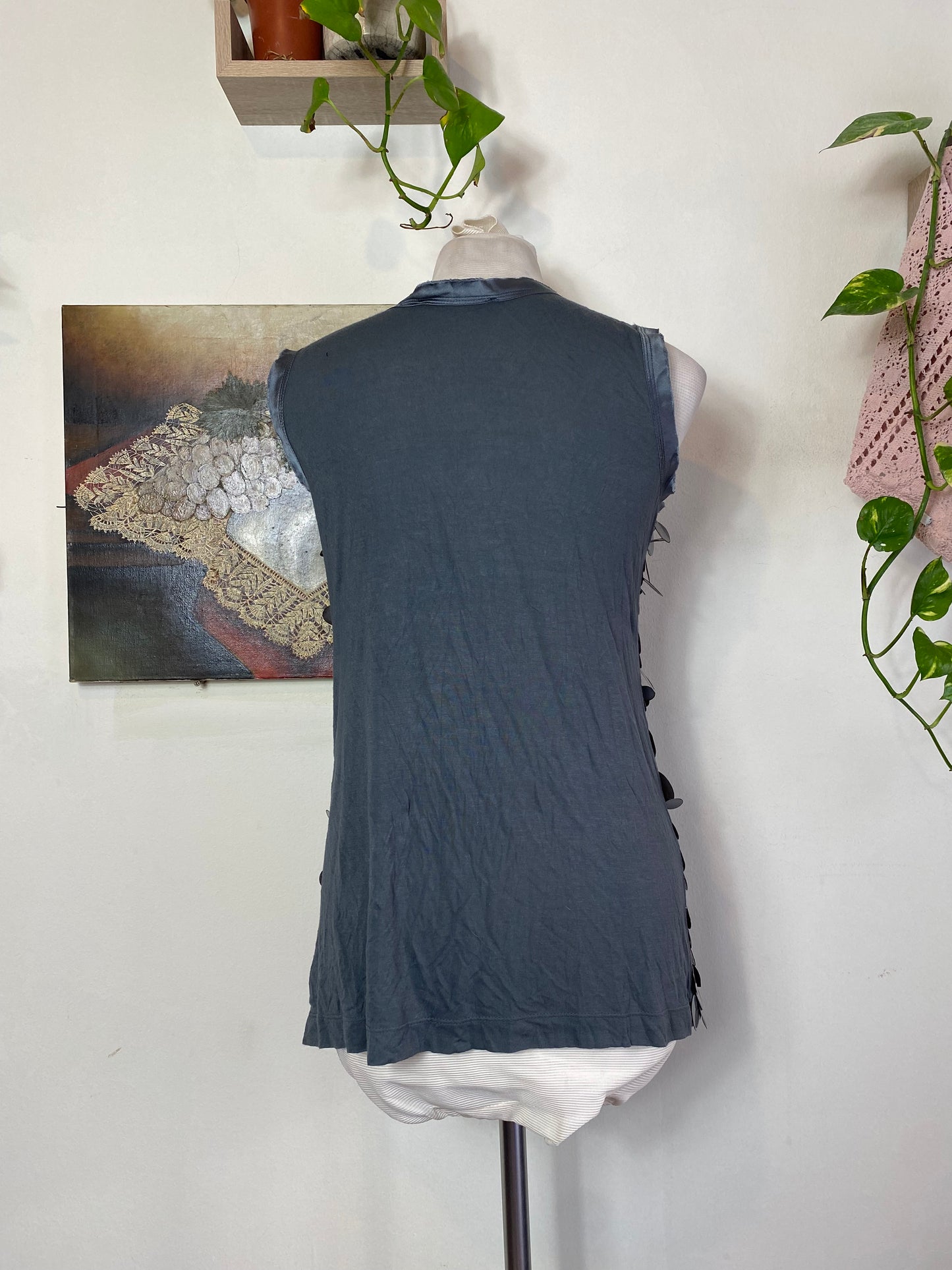 Blumarine grey sequin top
