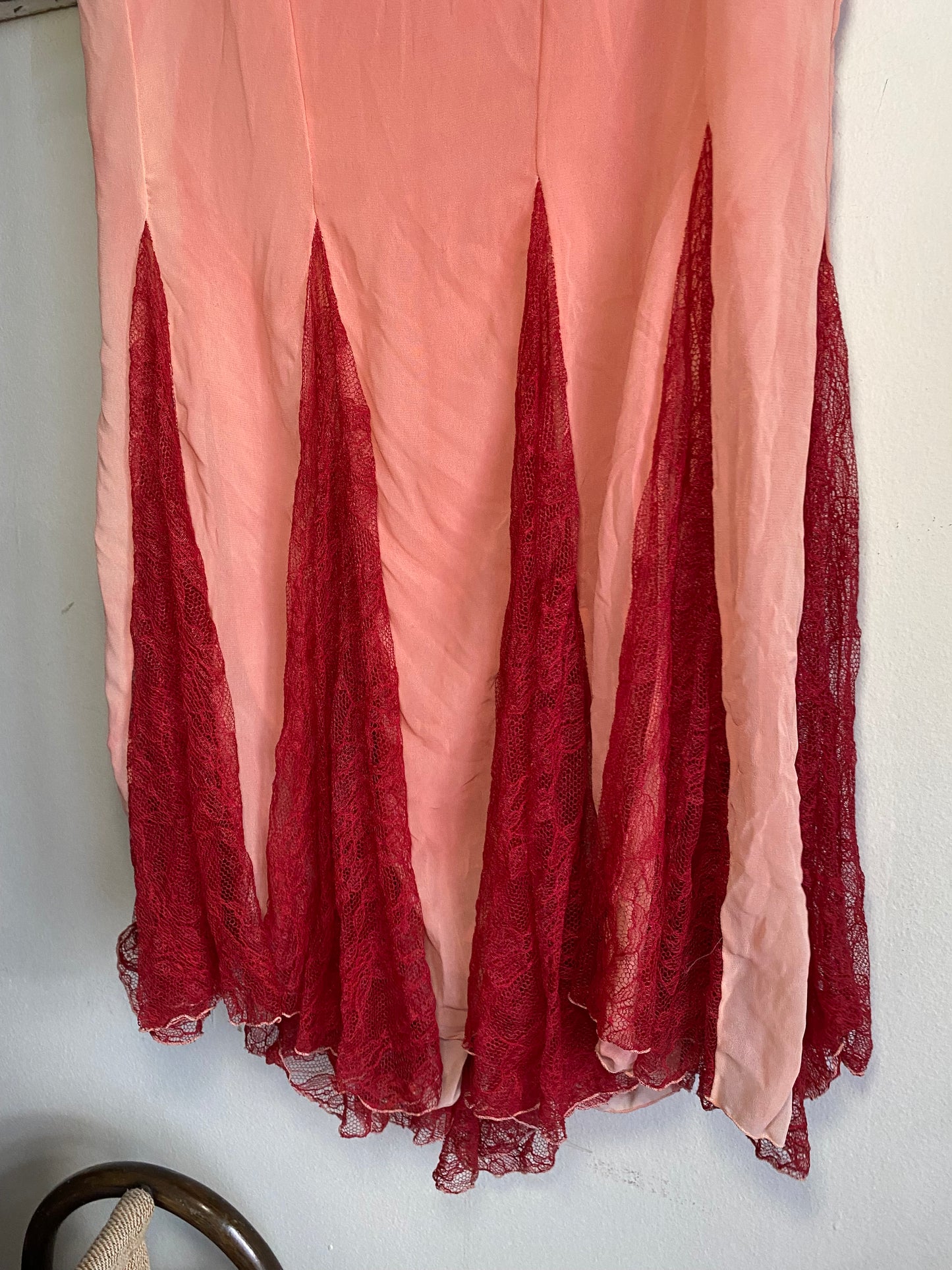 100% silk brand new pink and red maxi skirt