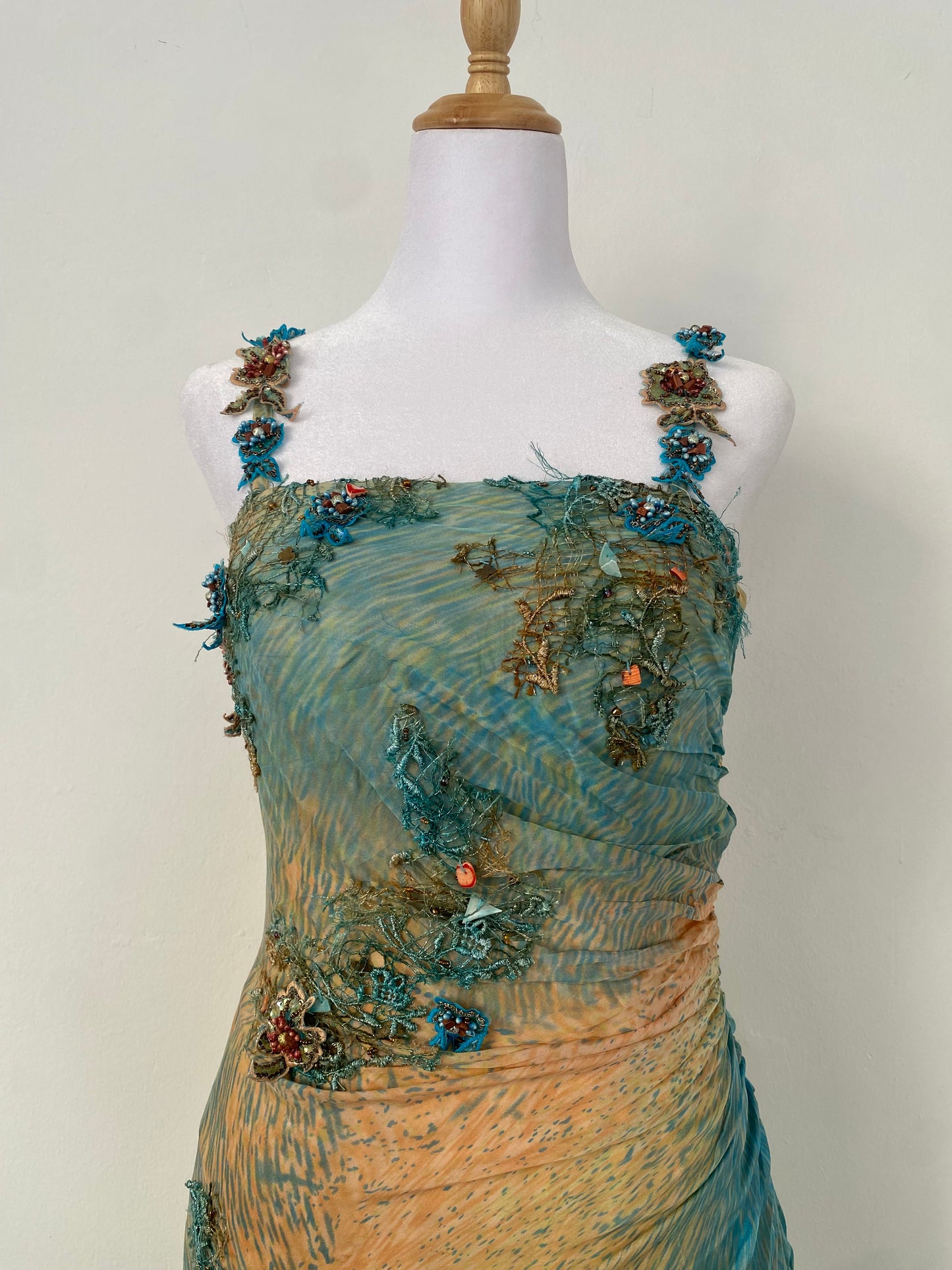 100% silk brand new fairy gown with all over handbeaded details