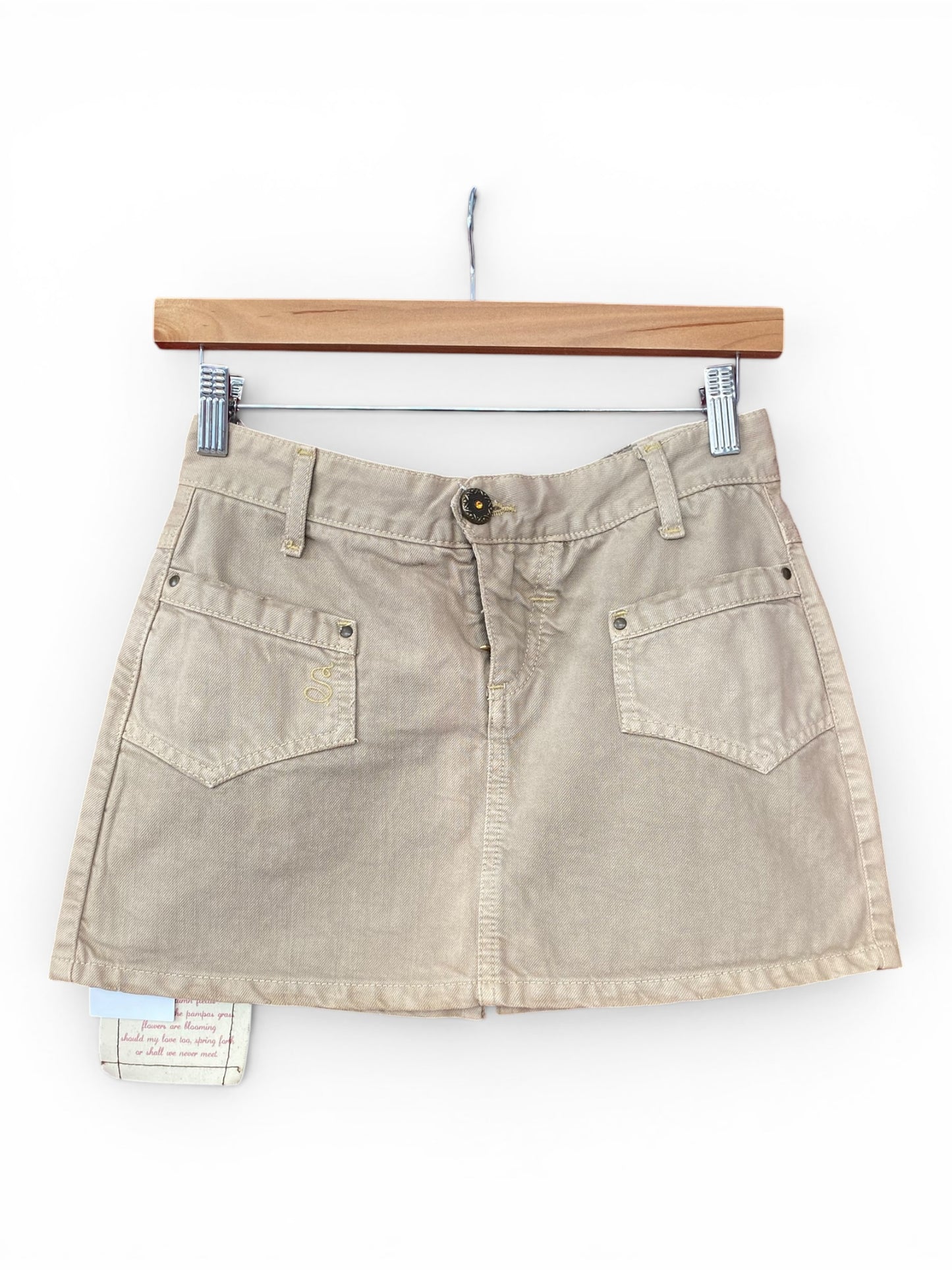 Beige cargo mini skirt