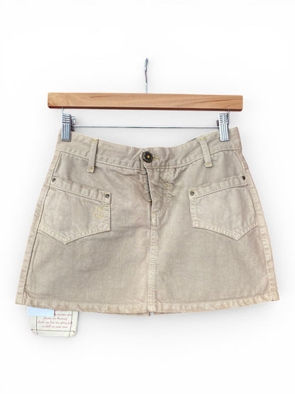 Beige cargo mini skirt