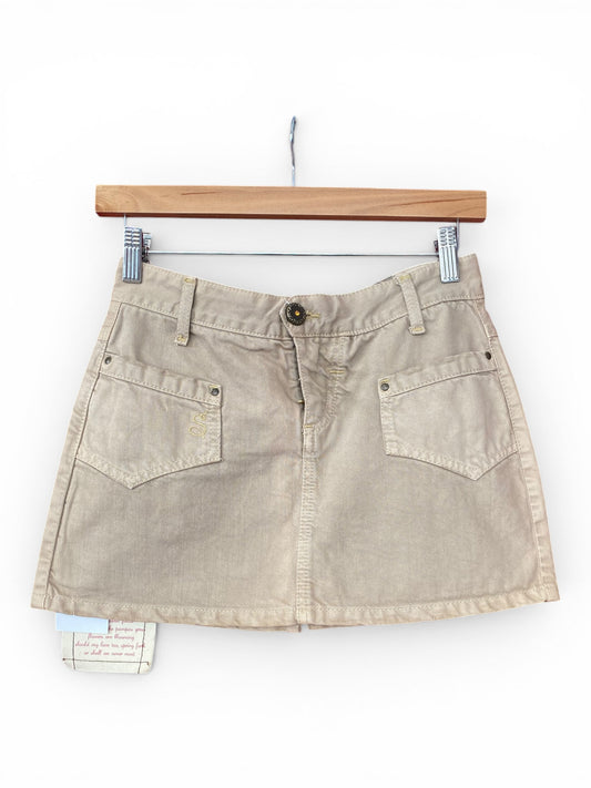 Beige cargo mini skirt