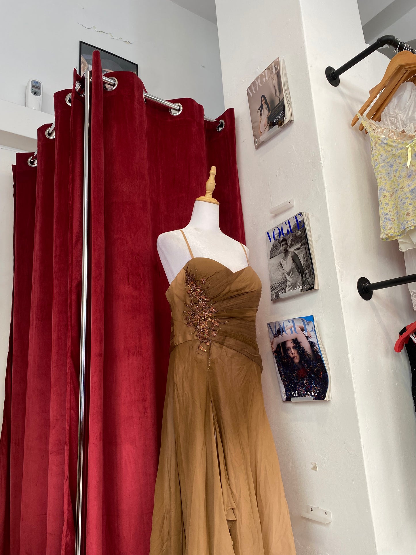 100% silk forest brown sequindress gown