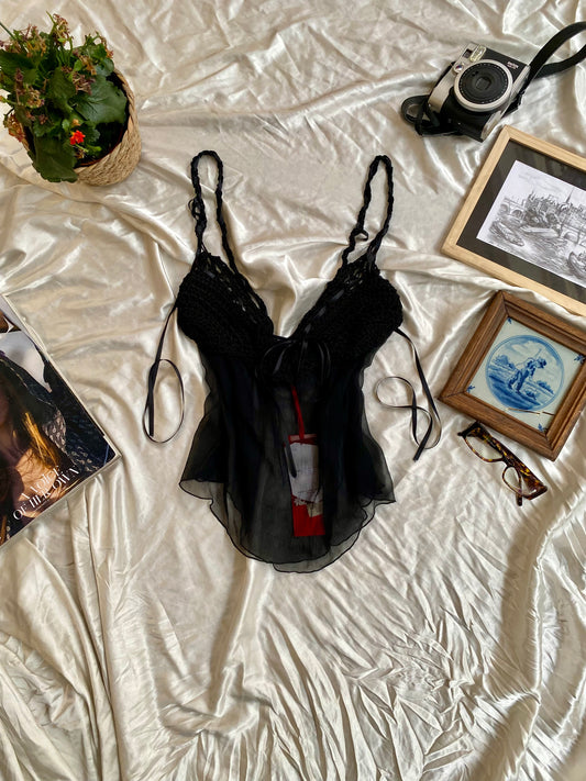 Crochet black see through top 🖤