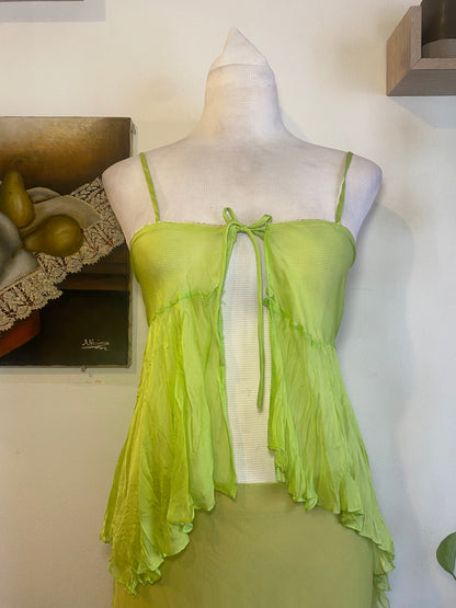 100% silk brand new haute couture green set