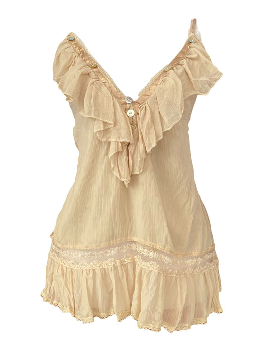 Beige ethereal top with button details