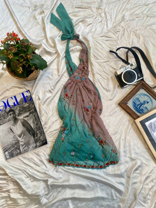 100% silk brand new multicoloured open back top 💐