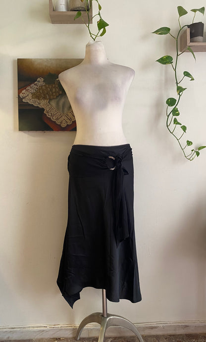 Brand new black satin skirt with buckle detail