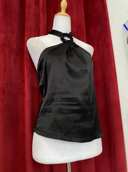 Satin summer halter top with rhinestones🕷️