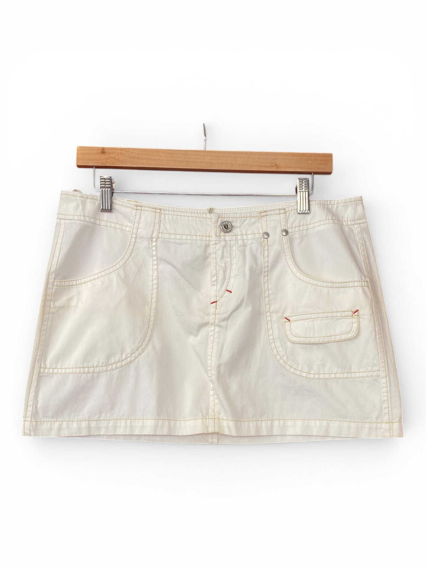 White mini cargo skirt