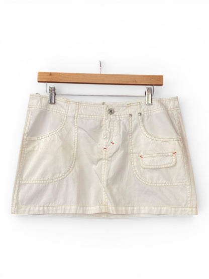White mini cargo skirt