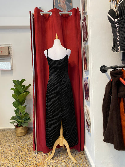 Brand new black velvet dress with zebra details