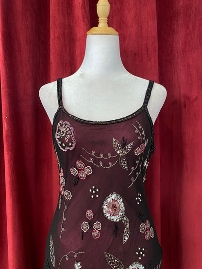 100% silk Brand new black with pink sequin gown 🖤