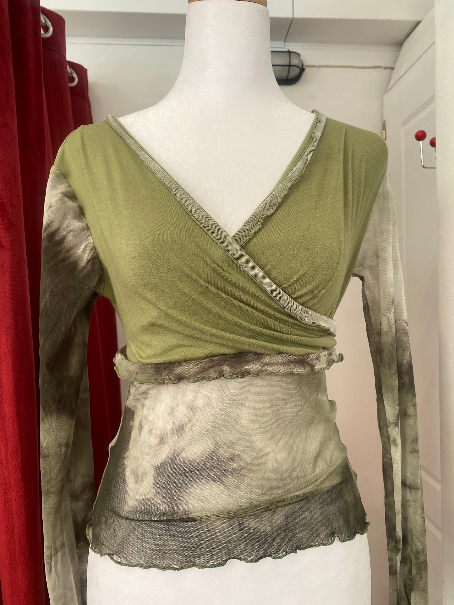 Brand new green top with sheer back