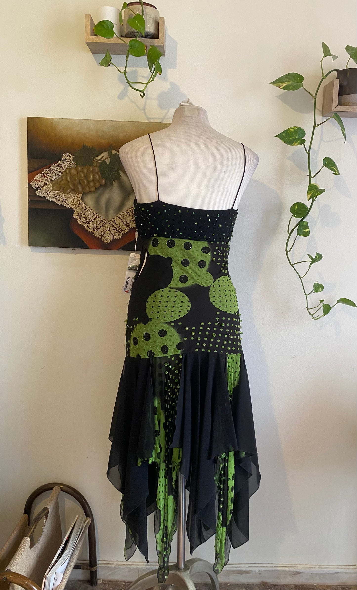 100% silk brand new handbeaded asymmetrical dress