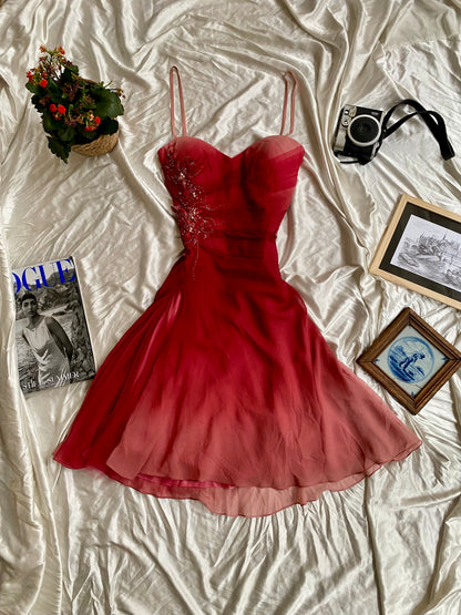 100% silk rose petal sequin dress