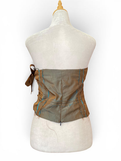 Brown organza corset with lace up detail