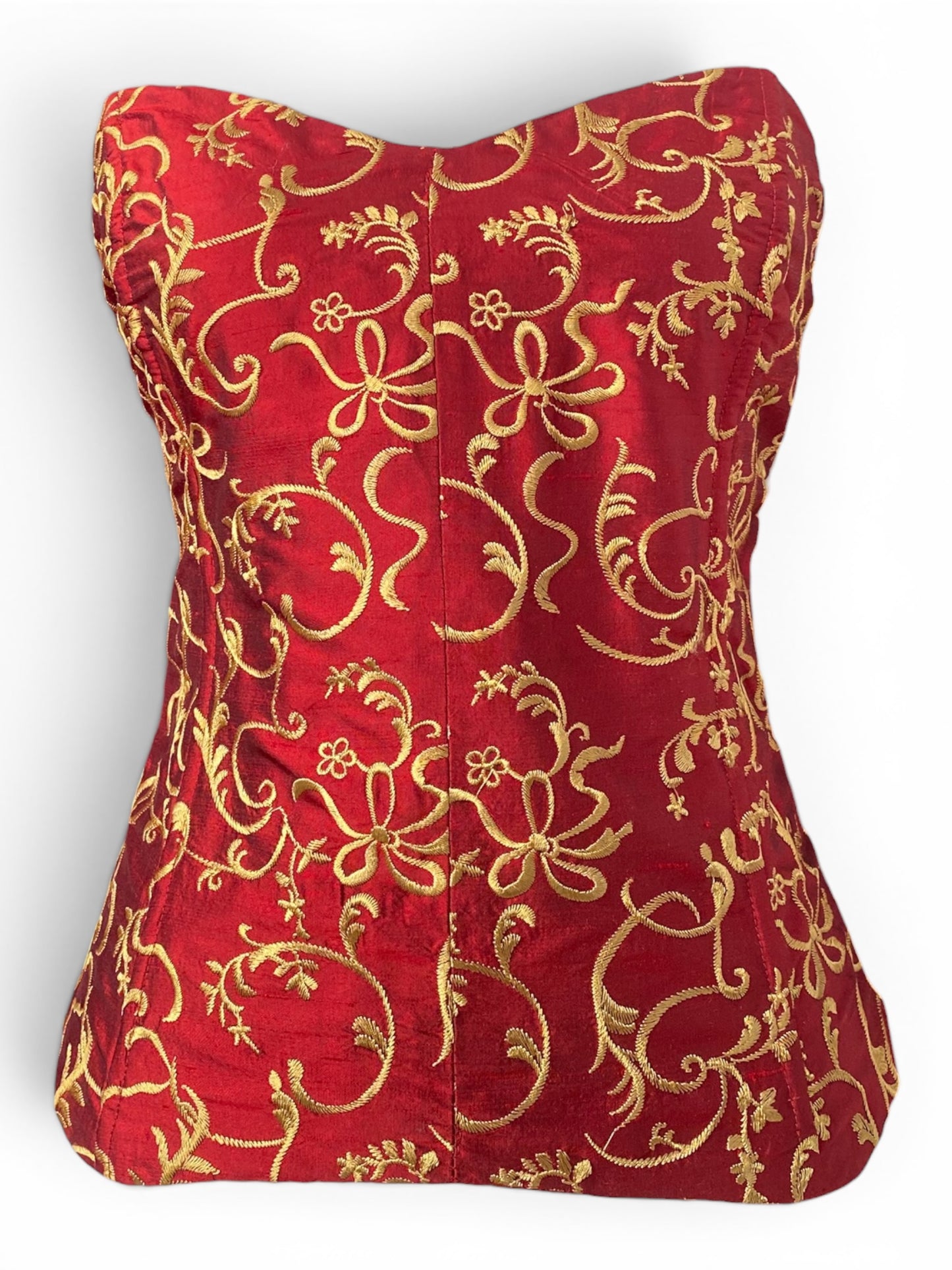 Bright red gold lace up corset 💋