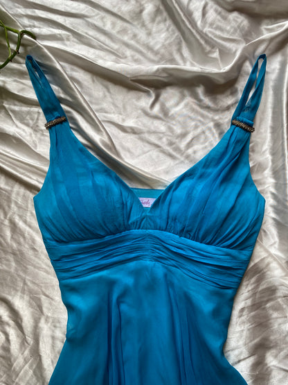 100% silk brand new mini blue dress