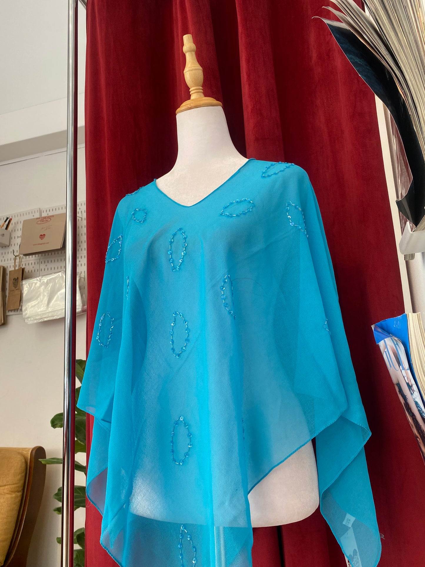 Baby blue sequin poncho 🦋