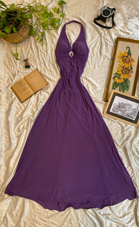Purple open back dress