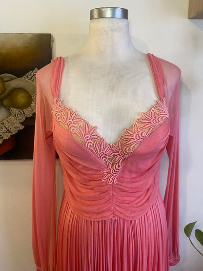 Brand new haute couture silk net mini pink dress