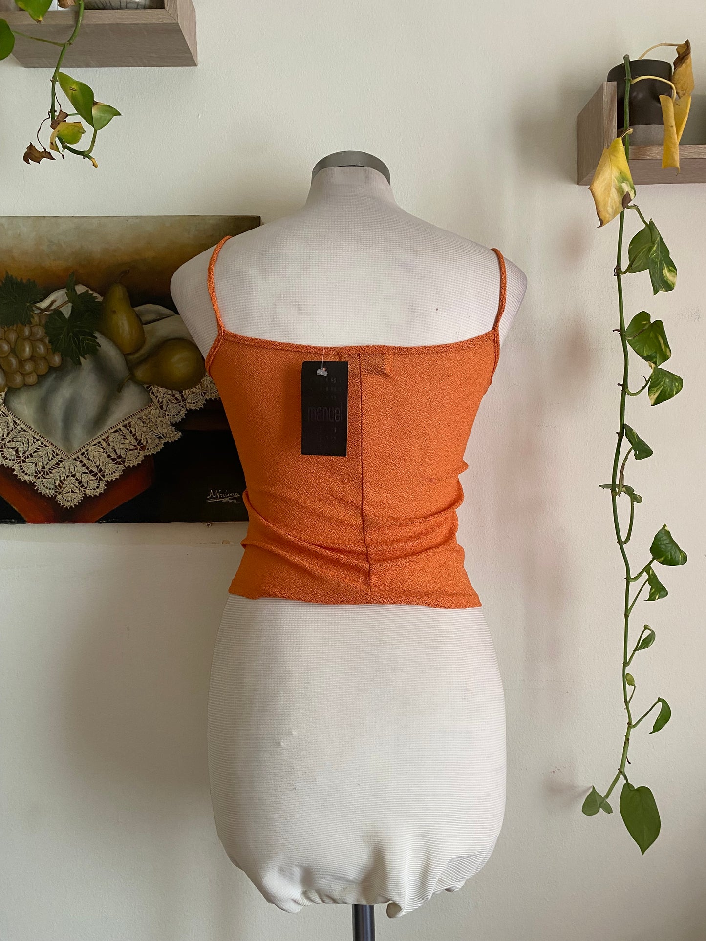 Brand new orange crochet like top