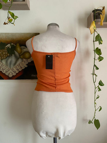 Brand new orange crochet like top