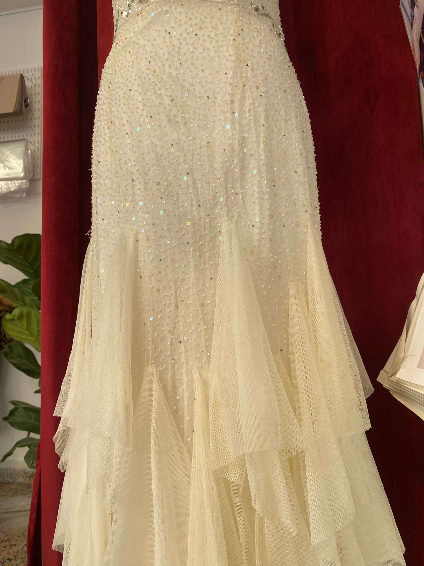 100% silk floor length gown with all over handbeaded details